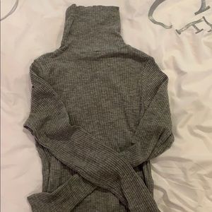 oliviaceous gray long sleeve turtleneck bodysuit